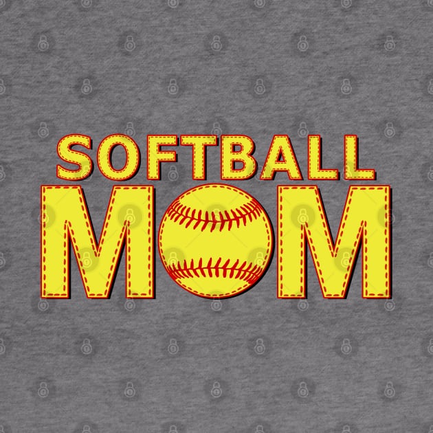 Fastpitch Softball Mom Yellow Ball Laces Stitch by TeeCreations